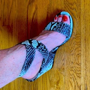 Black and white high platform shoes